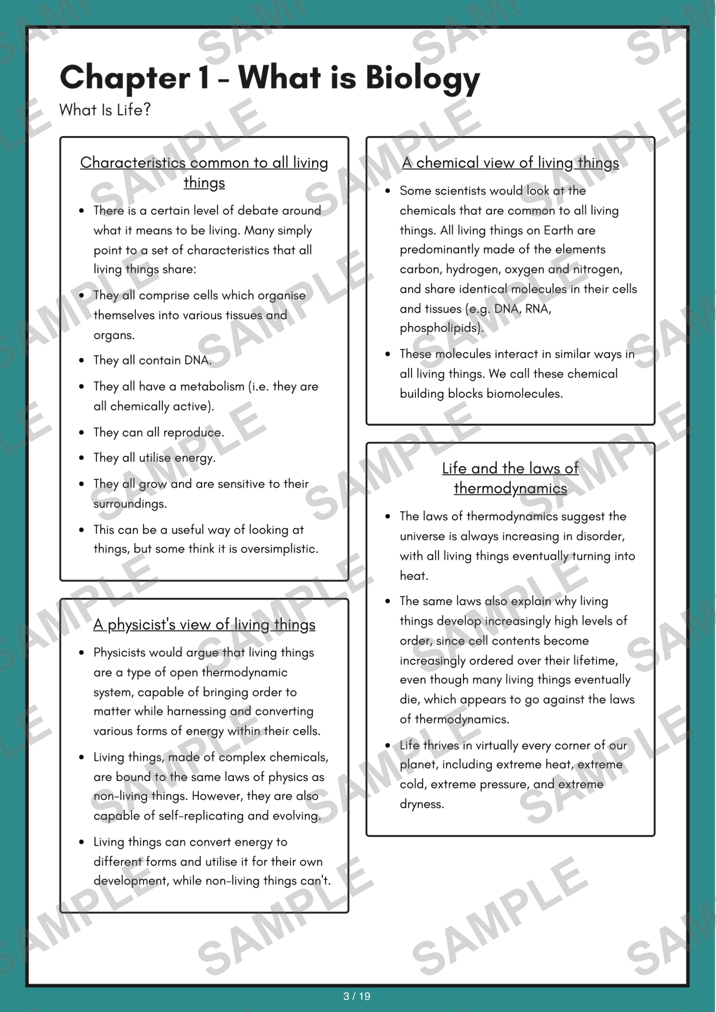 Chapter 1 - What is Biology sample page