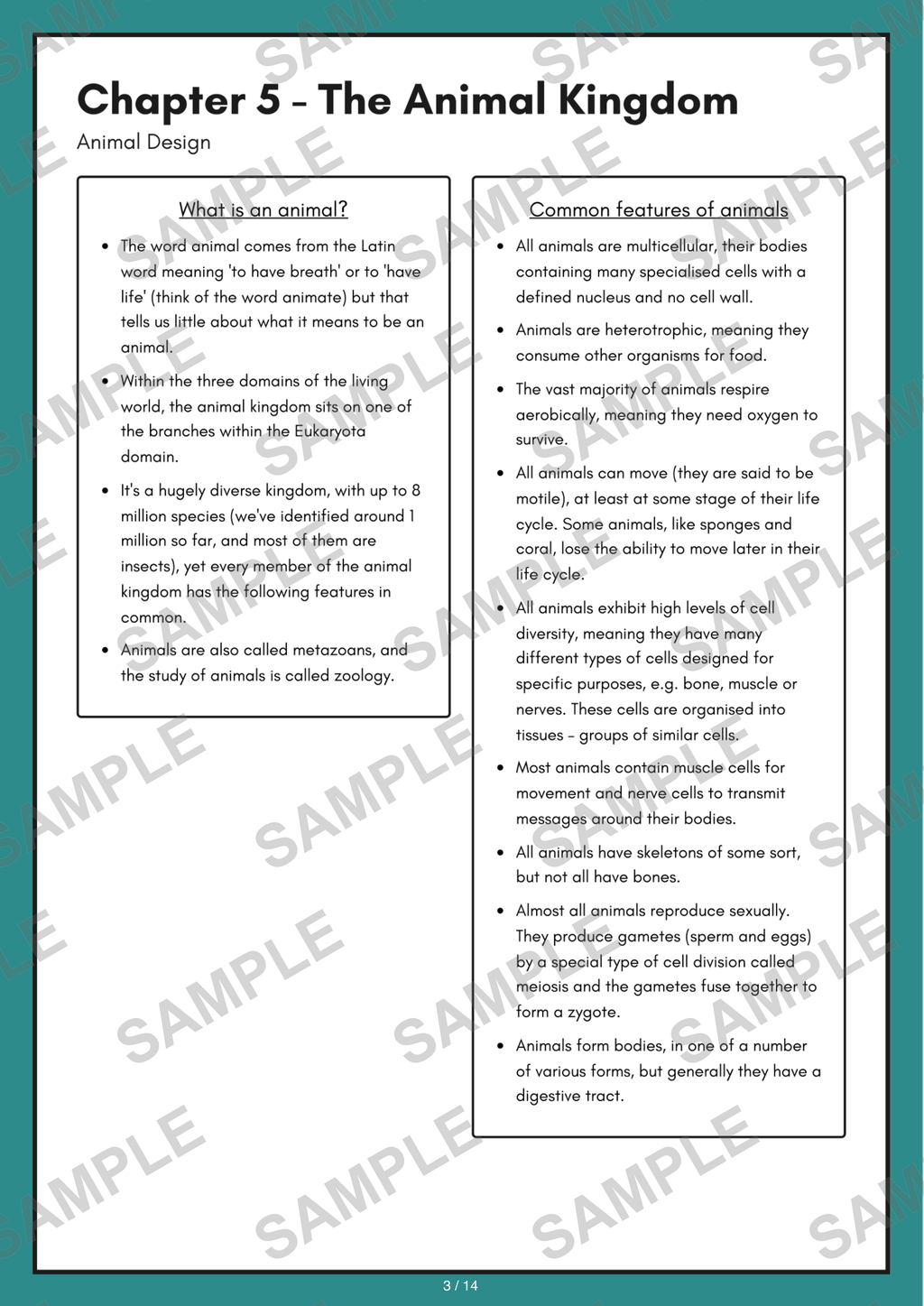 Chapter 5 - The Animal Kingdom sample page