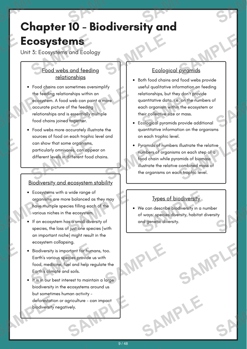 Chapter 10 - Biodiversity and Ecosystems sample page