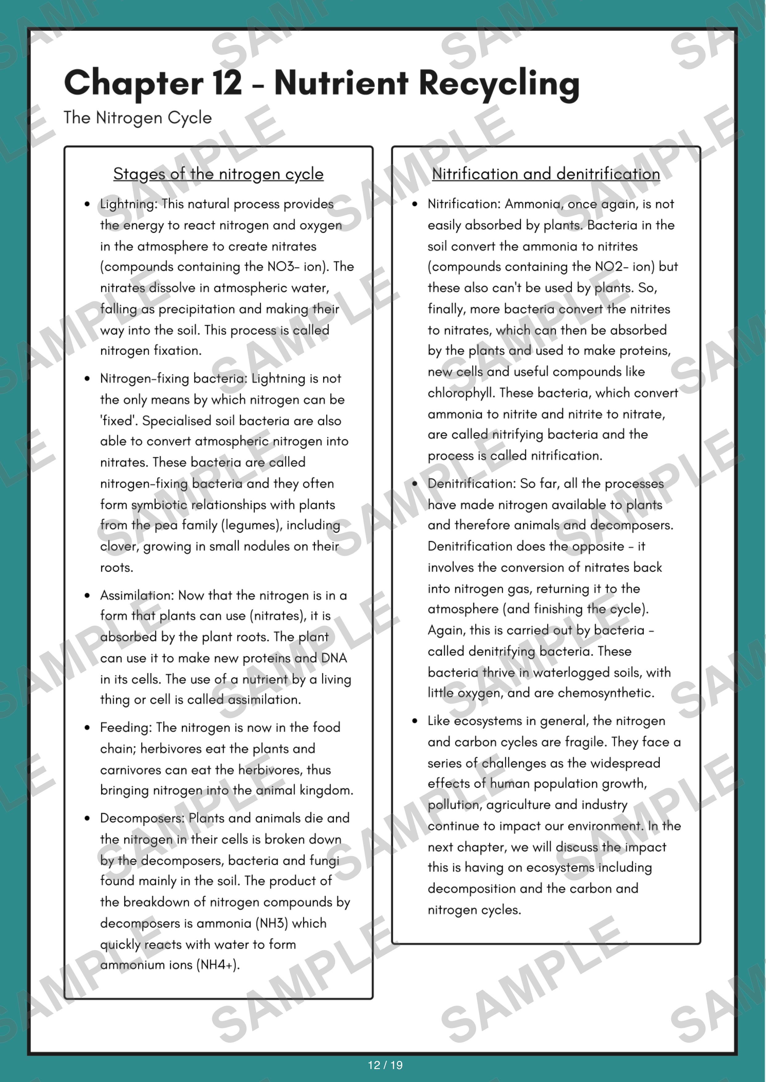 Chapter 12 - Nutrient Recycling — H1 Notes