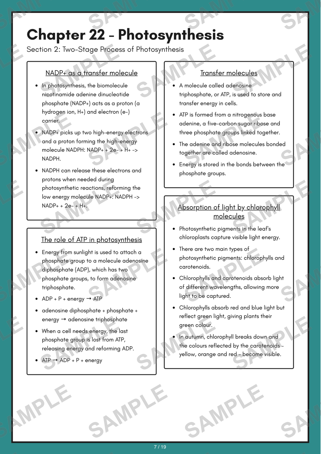 Chapter 22 - Photosynthesis sample page