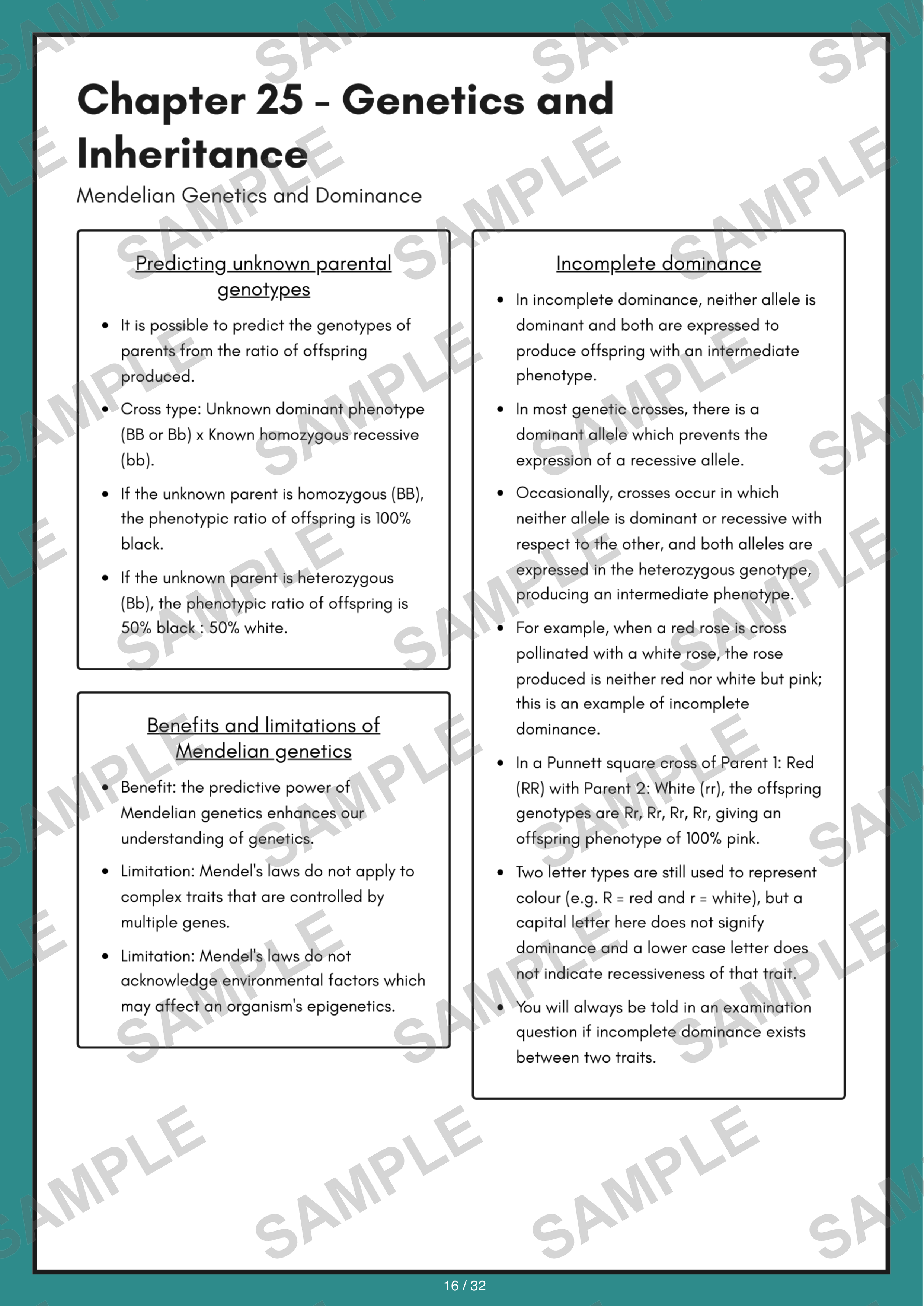 Chapter 25 - Genetics and Inheritance sample page