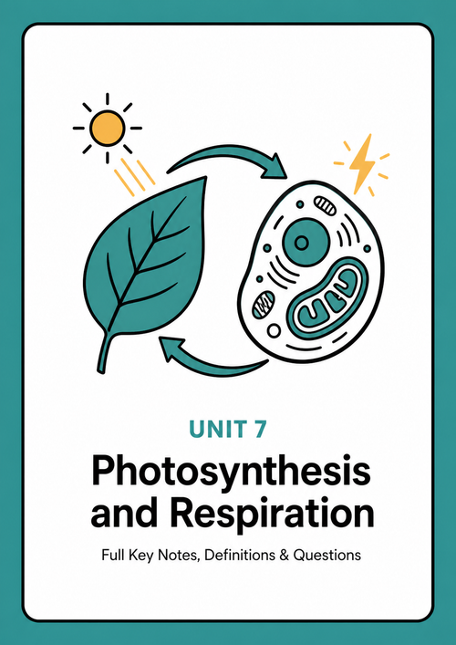 Unit 7 - Photosynthesis and Respiration